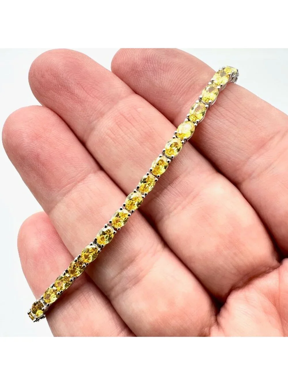 JTV Simulated Canary Diamond Sterling Silver Tennis Bracelet 7 Inch New